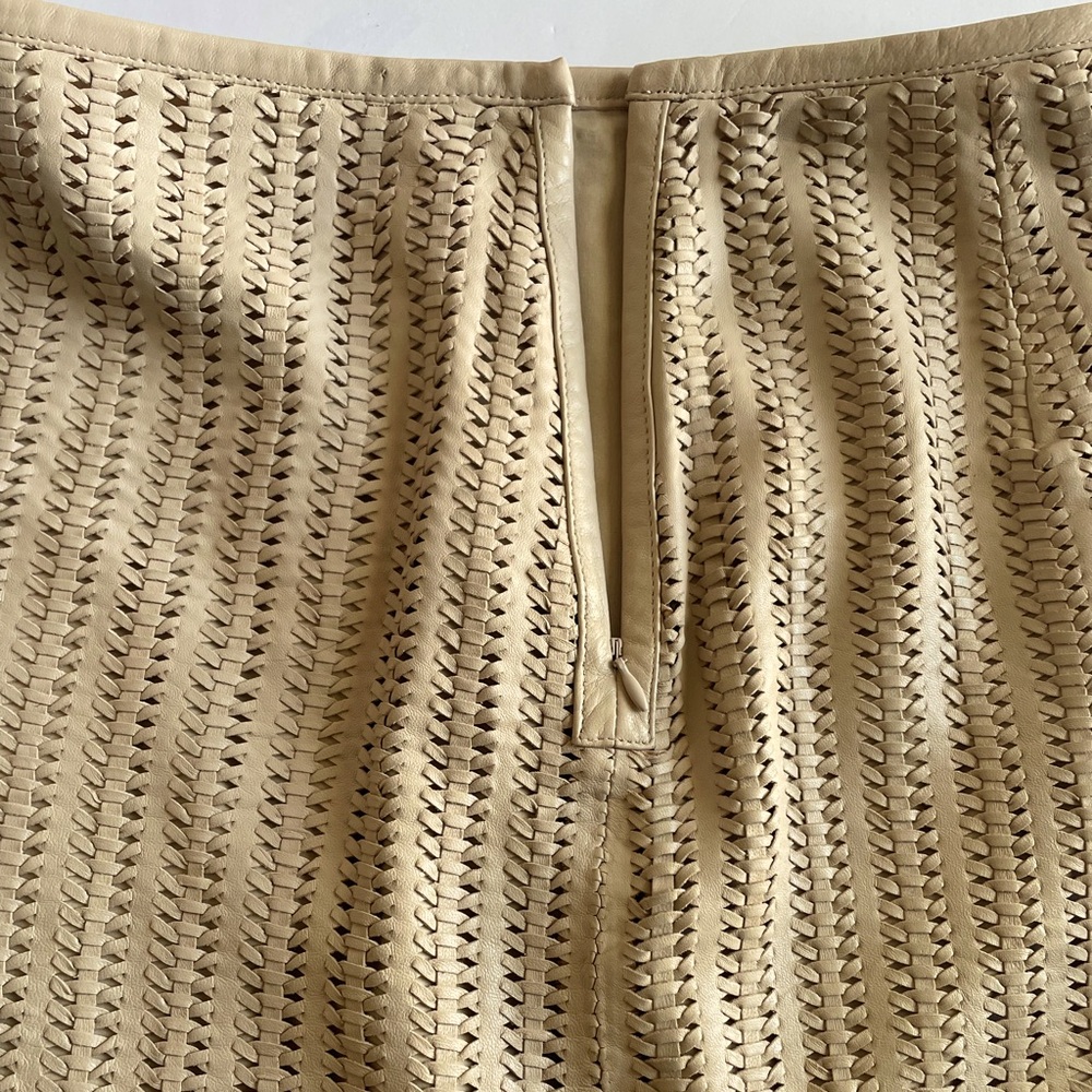 Ralph Lauren Fringe-Trim Woven Lambskin Leather Pencil Skirt NWT - Picture 10 of 14